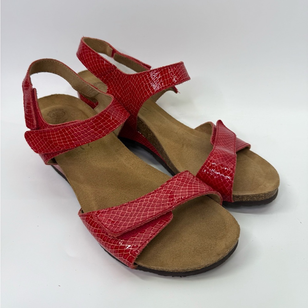 Vionic Natasia Wedge Heel Sandals Red Patent Leather 8 - Picture 6 of 11